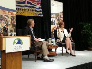 BC’s Seniors Advocate, Isobel Mackenzie, speaks about her future plans in a plenary with President, Dave Cheperdak at the 2014 BCCPA Annual Conference