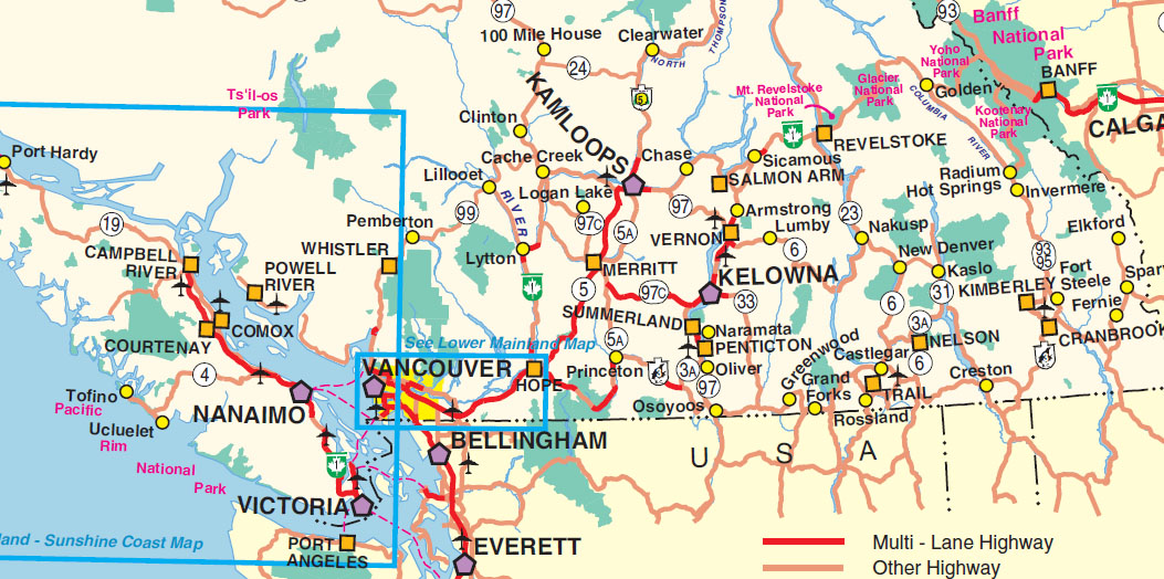 Map Of Southern BC 
