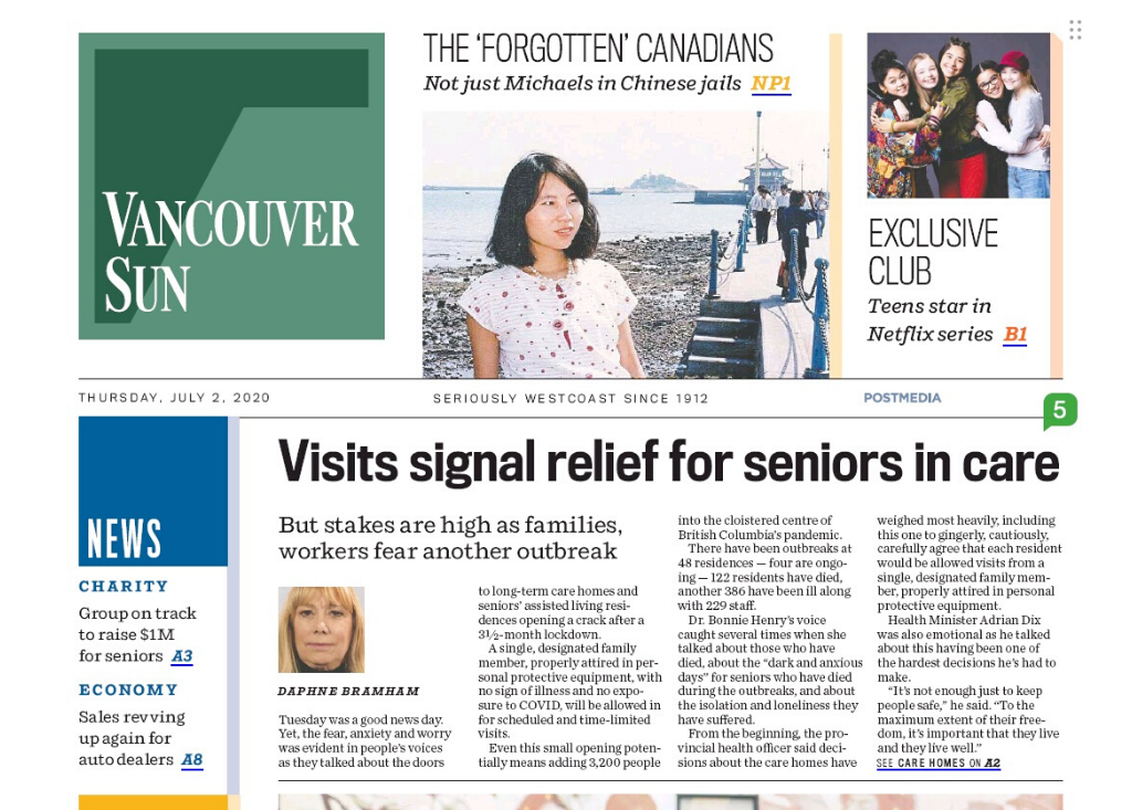 Media wrap-up: B.C. eases visitor restrictions in long-term care