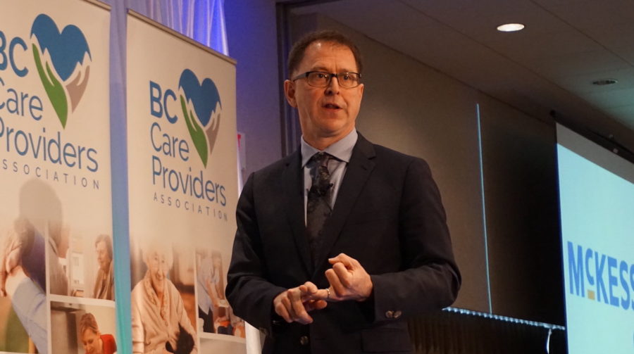 Adrian Dix speaking at BCCPA event