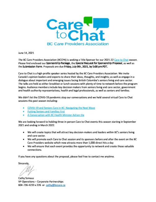 Care to Chat sponsorship package