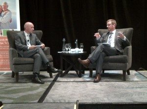 CEO, Daniel Fontaine(l) & Hon. Terry Lake(r) sit down for a Q&A at the inaugural luncheon last year
