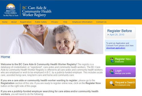 New Recommended Policy on Care Aide Registry